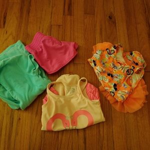 2 toddler bathing suits and cover up